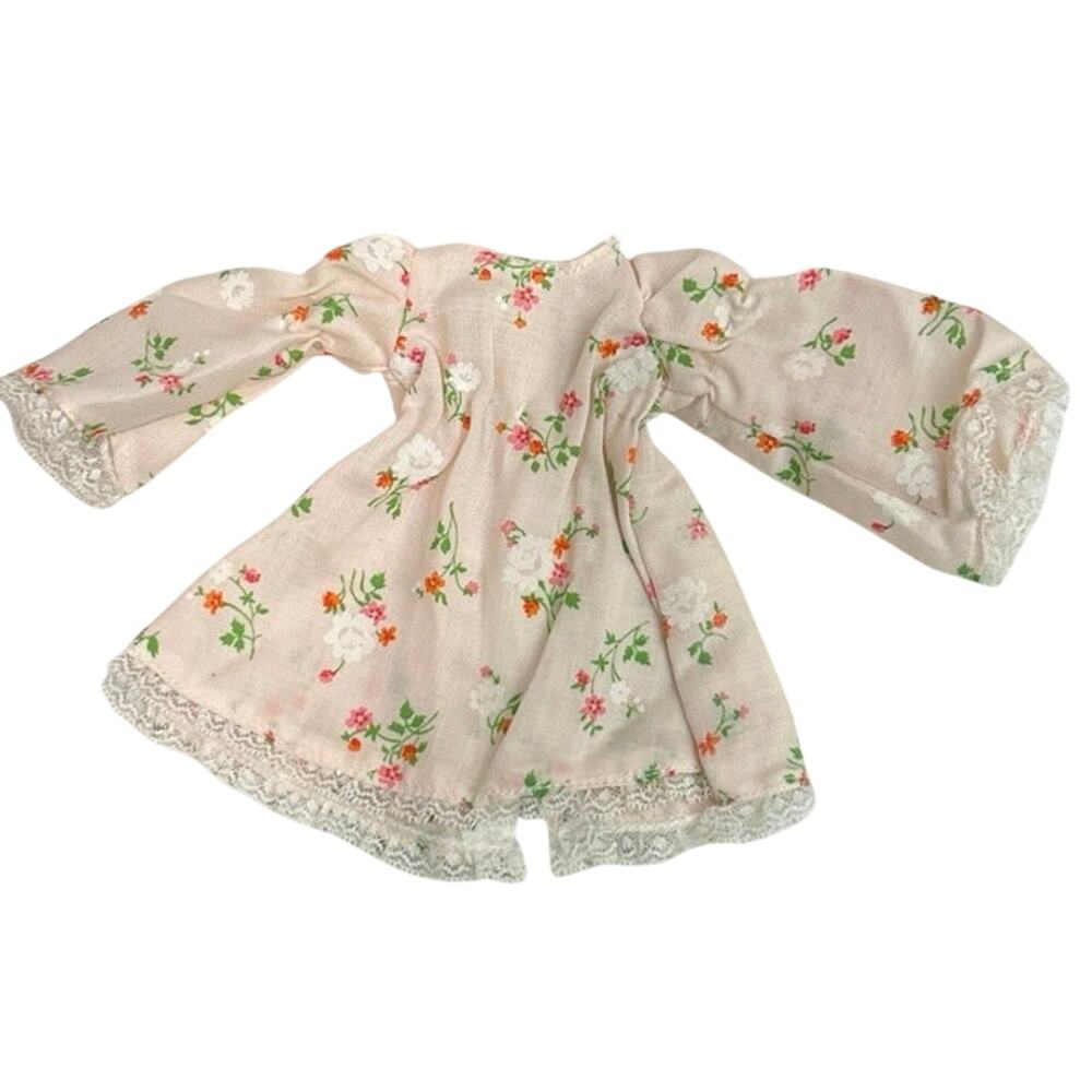 Vtg Homemade 60’s/70’s Homemade Doll Dress, light Pink w/Floral Print 4’x7’